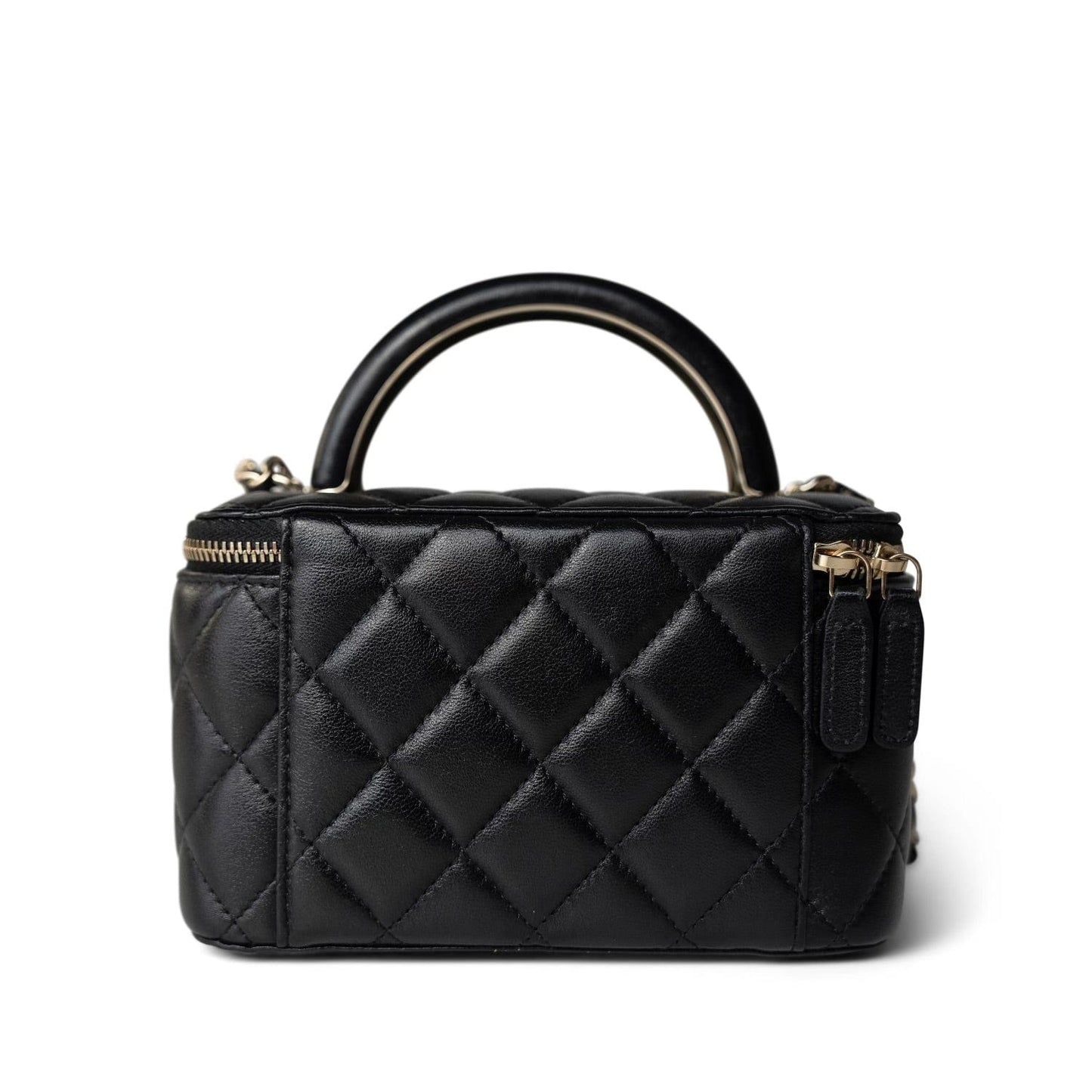 Black Vanity with Handle Lambskin Quilted LGHW