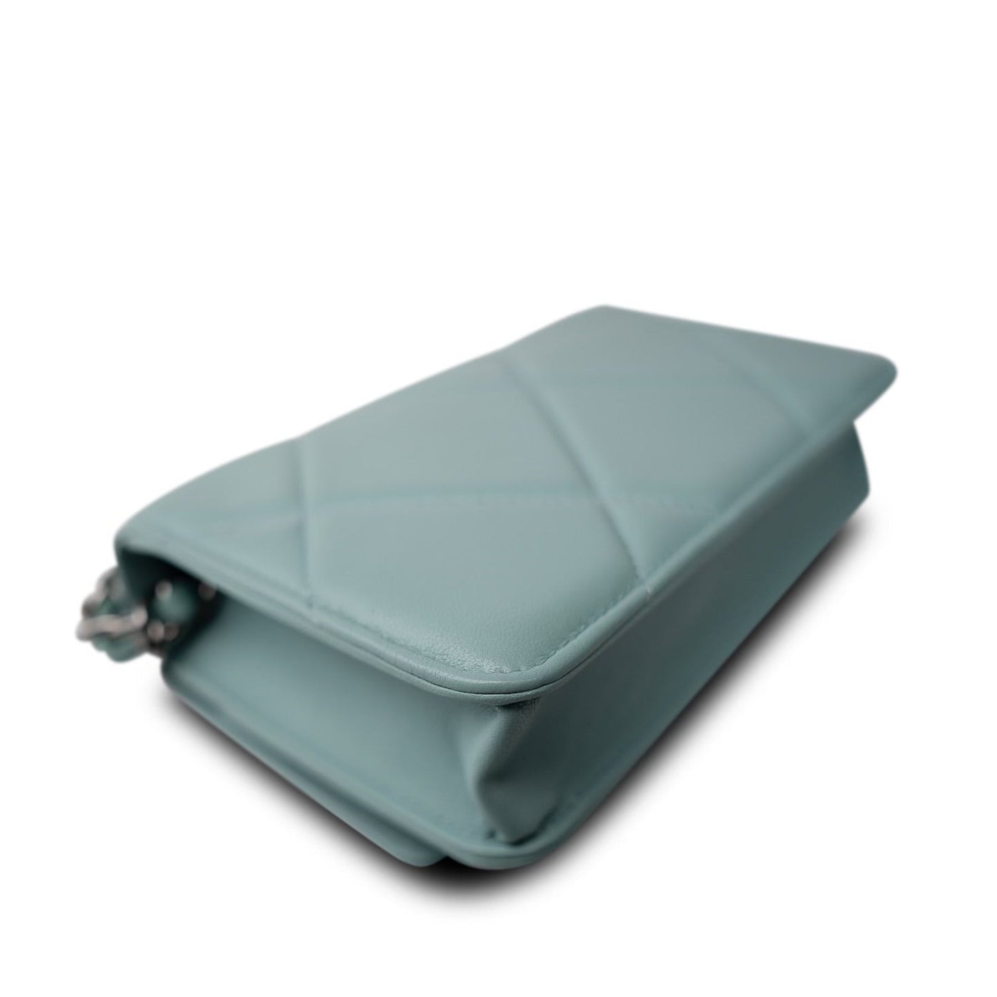 Tiffany Blue Lambskin Quilted 19 Wallet on Chain Mixed Hardware