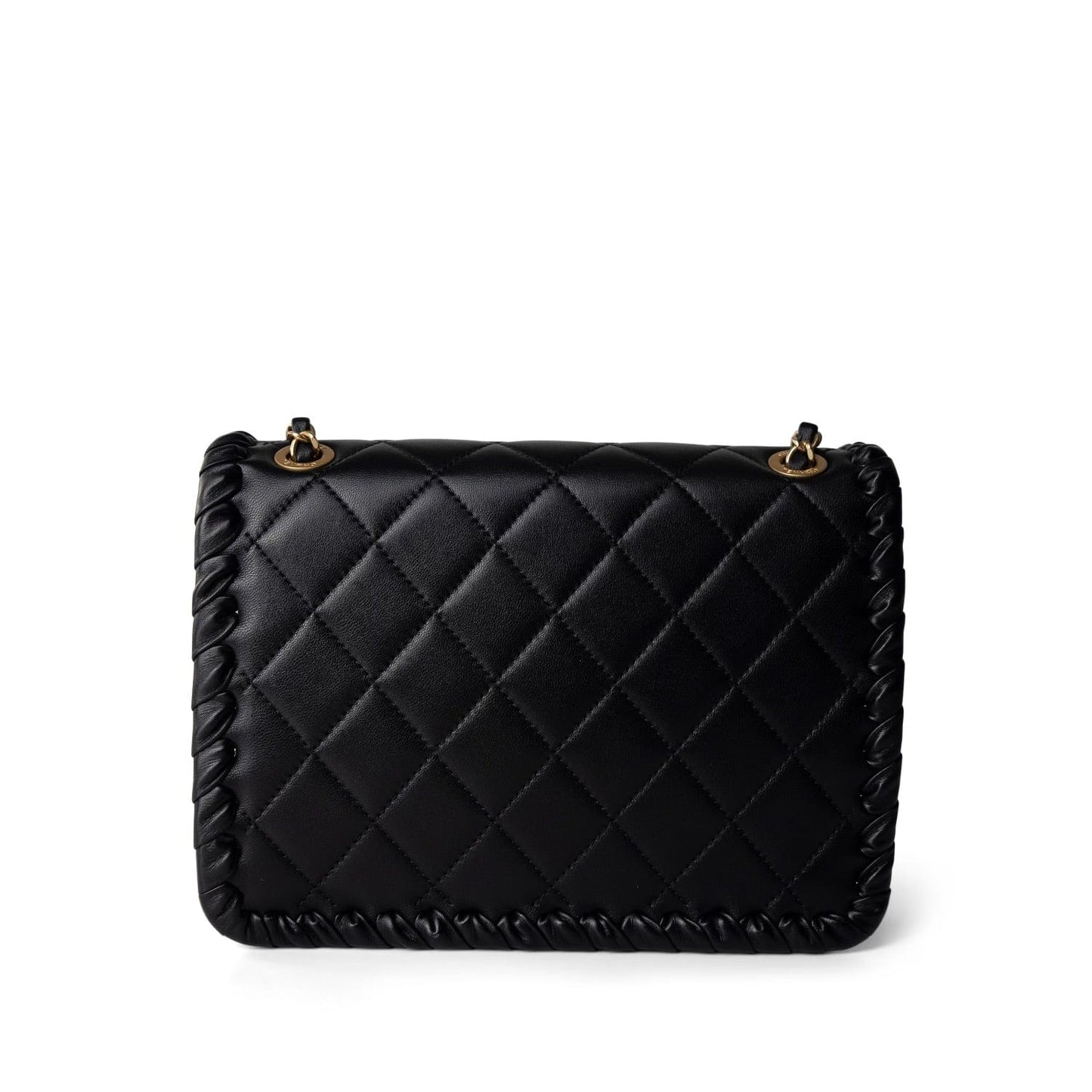 Black Calfskin Braided My Own Frame Flap Bag Aged GHW