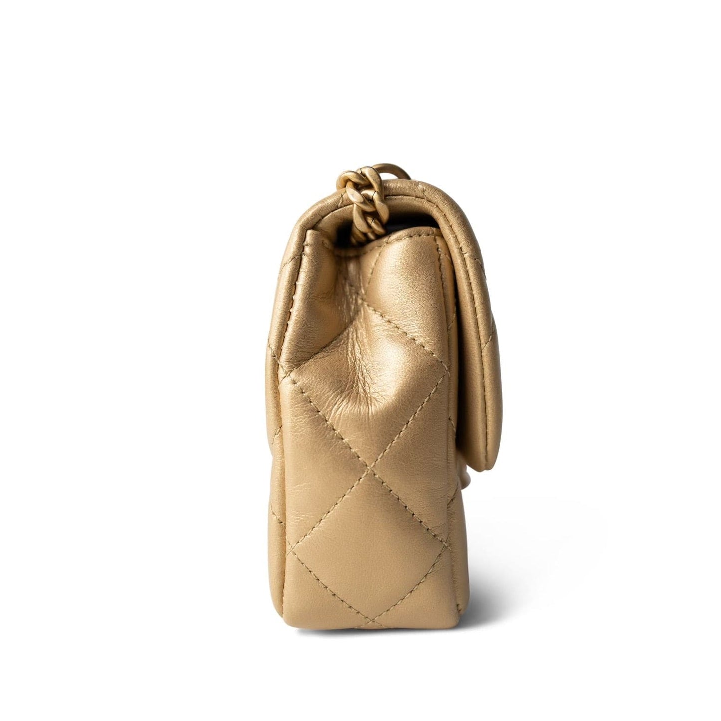 23P Gold Lambskin Quilted Mini Sweetheart Single Flap Bag Aged GHW