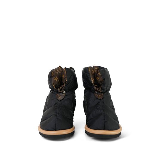 Louis Vuitton Ankle Comfort Black Water Repellent Nylon Monogram Boots/Booties