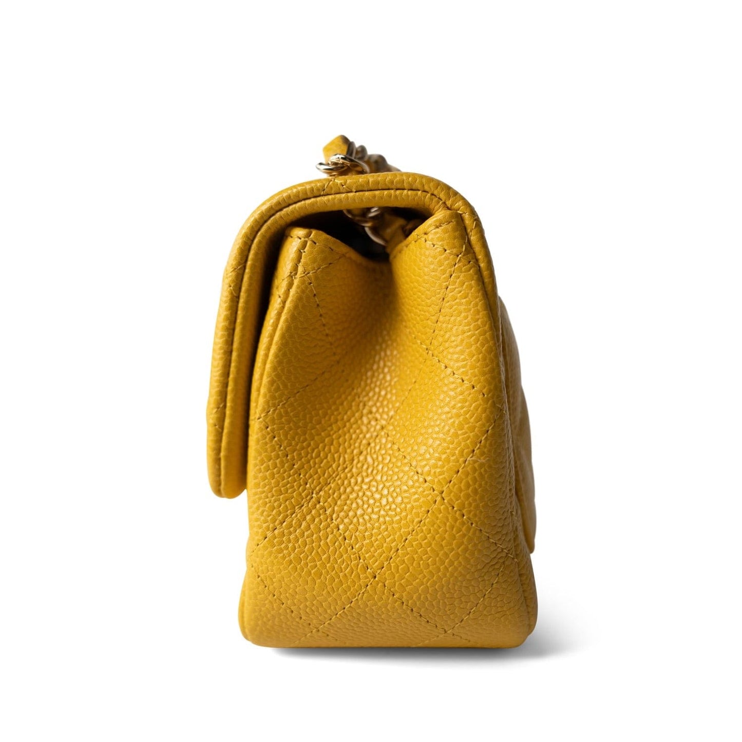 18S Yellow Caviar Quilted Mini Square Flap LGHW