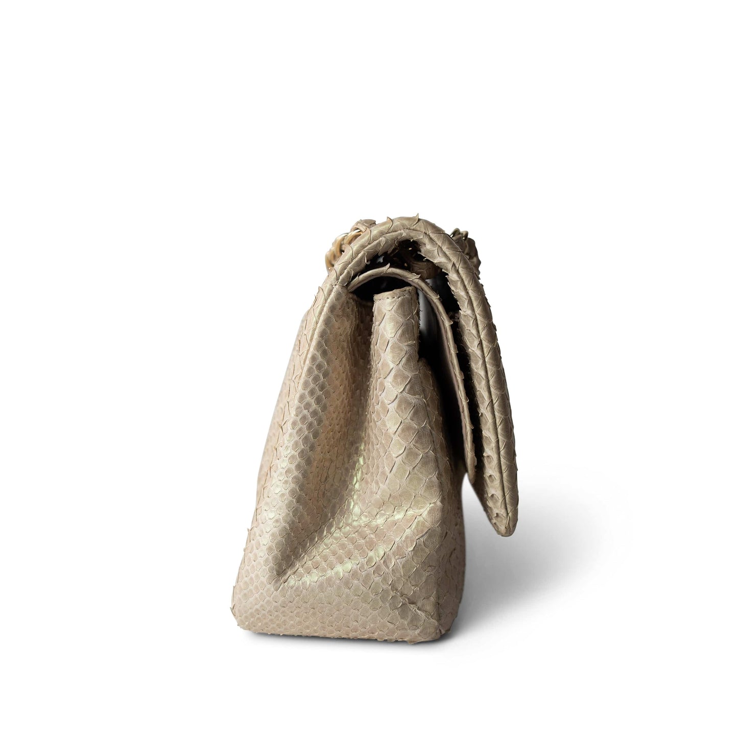 Iridescent Beige Python Classic Flap Jumbo LGHW