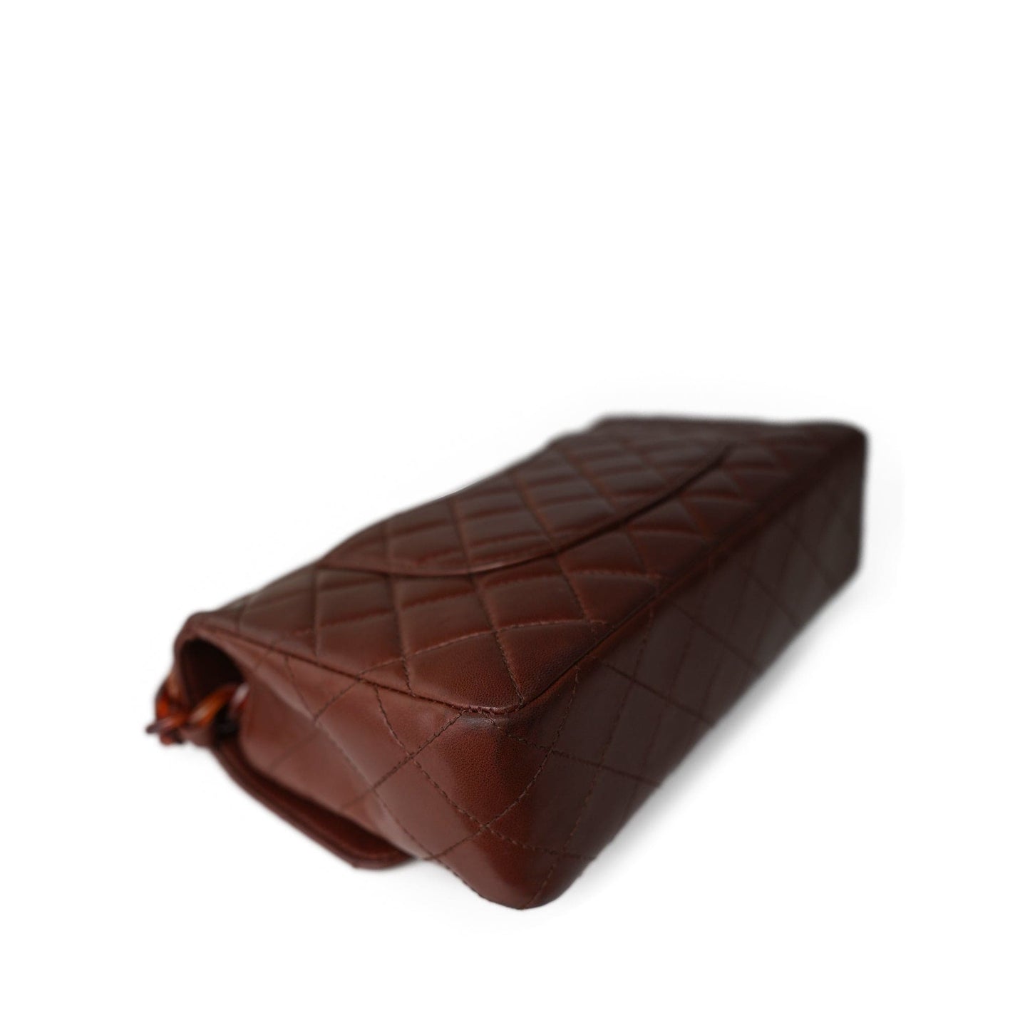 Vintage Brown Lambskin Quilted Single Flap Medium Tortoiseshell Hardware