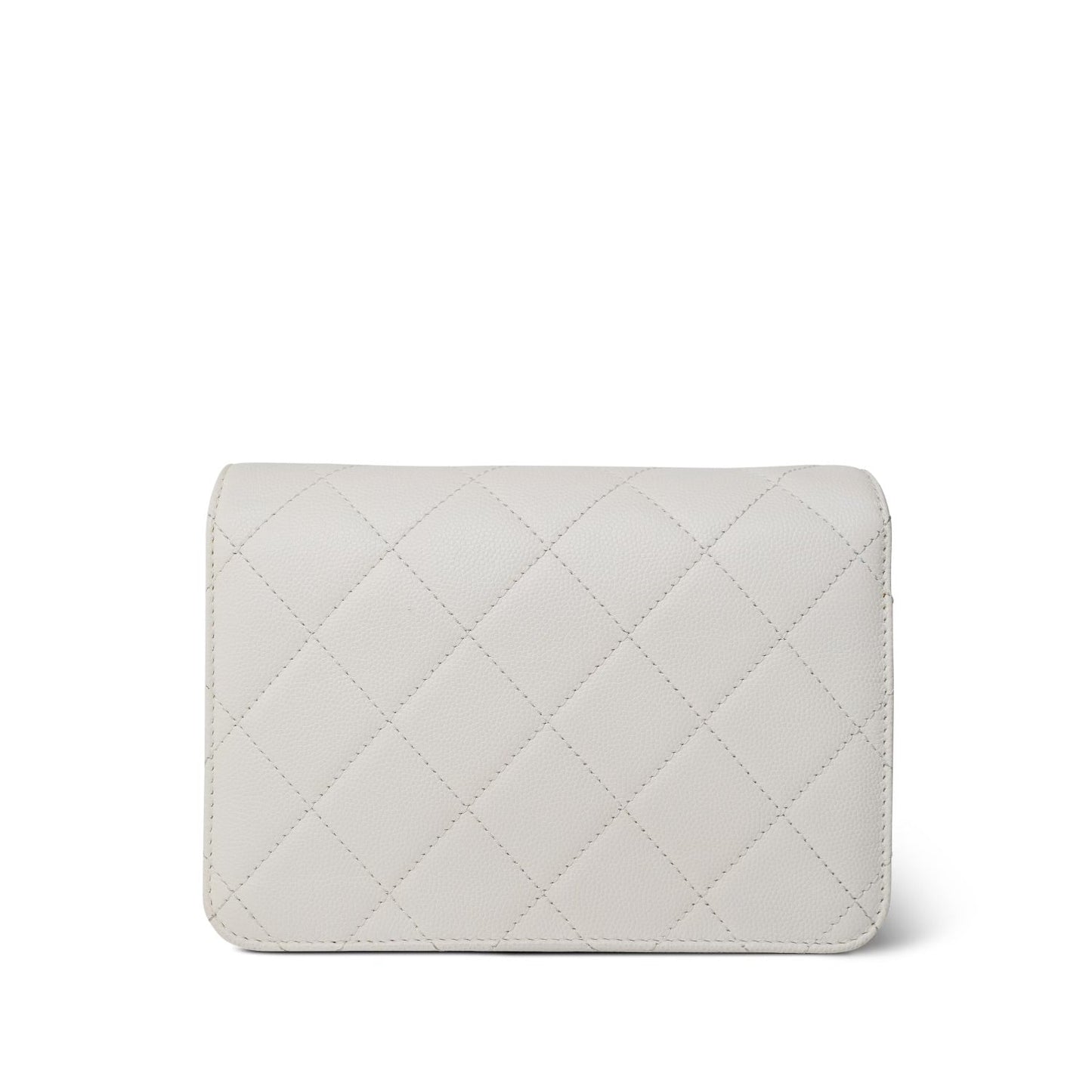 22C White Caviar Quilted Like A Wallet Flap Bag LGHW