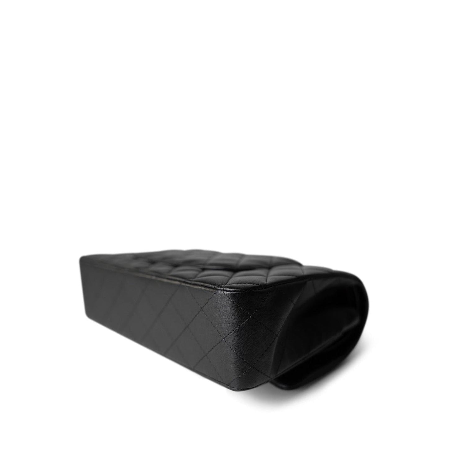 Black Lambskin Quilted Classic Flap Medium Silver Hardware