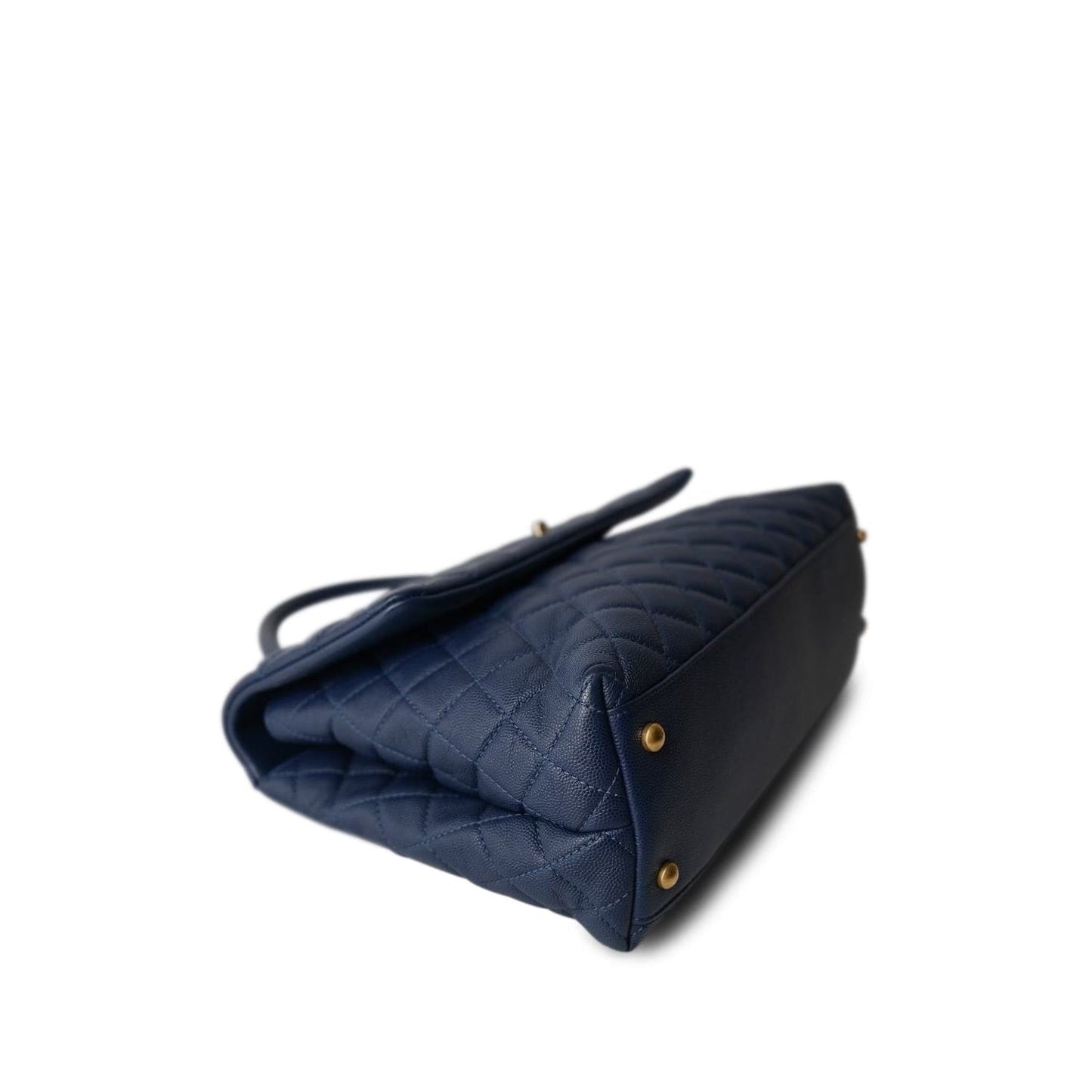 Navy Caviar Quilted Coco Handle Large Aged Gold Hardware