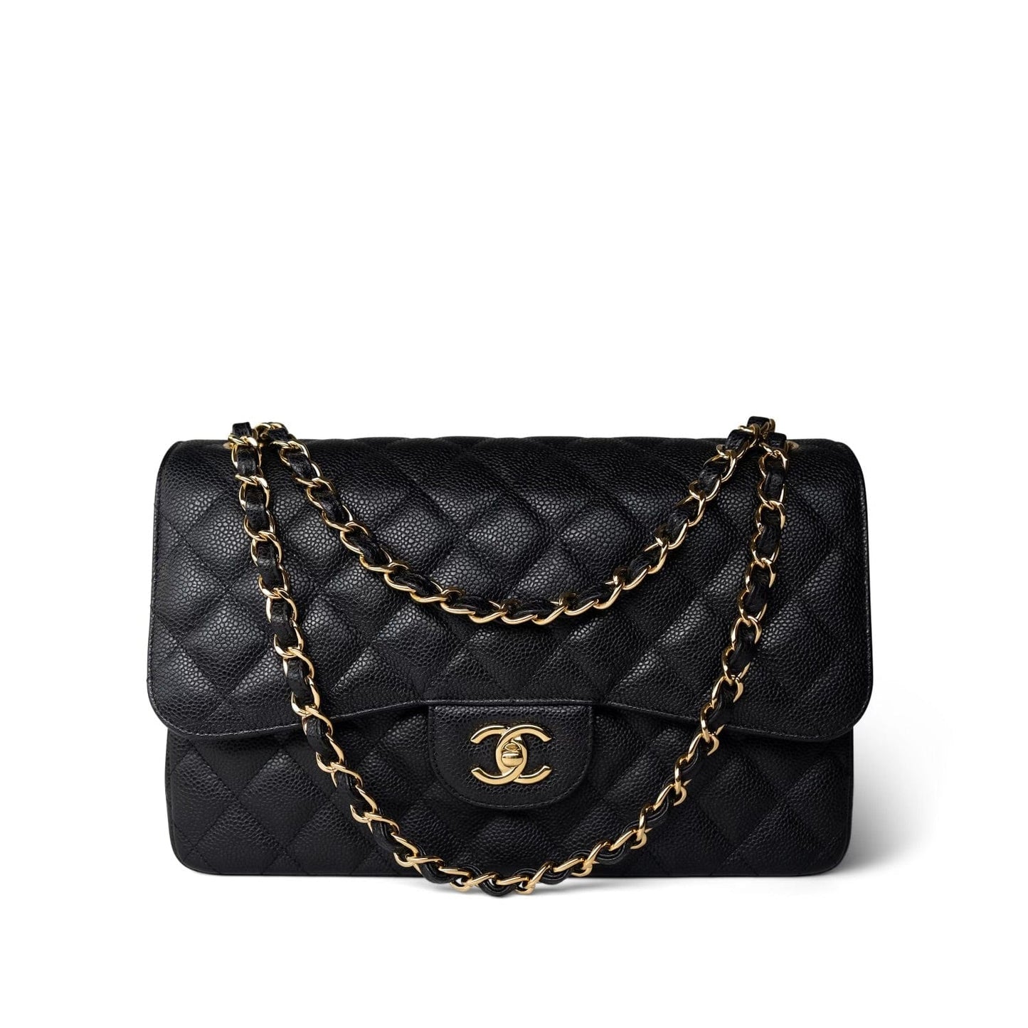 Black Caviar Quilted Jumbo Classic Flap Gold Hardware