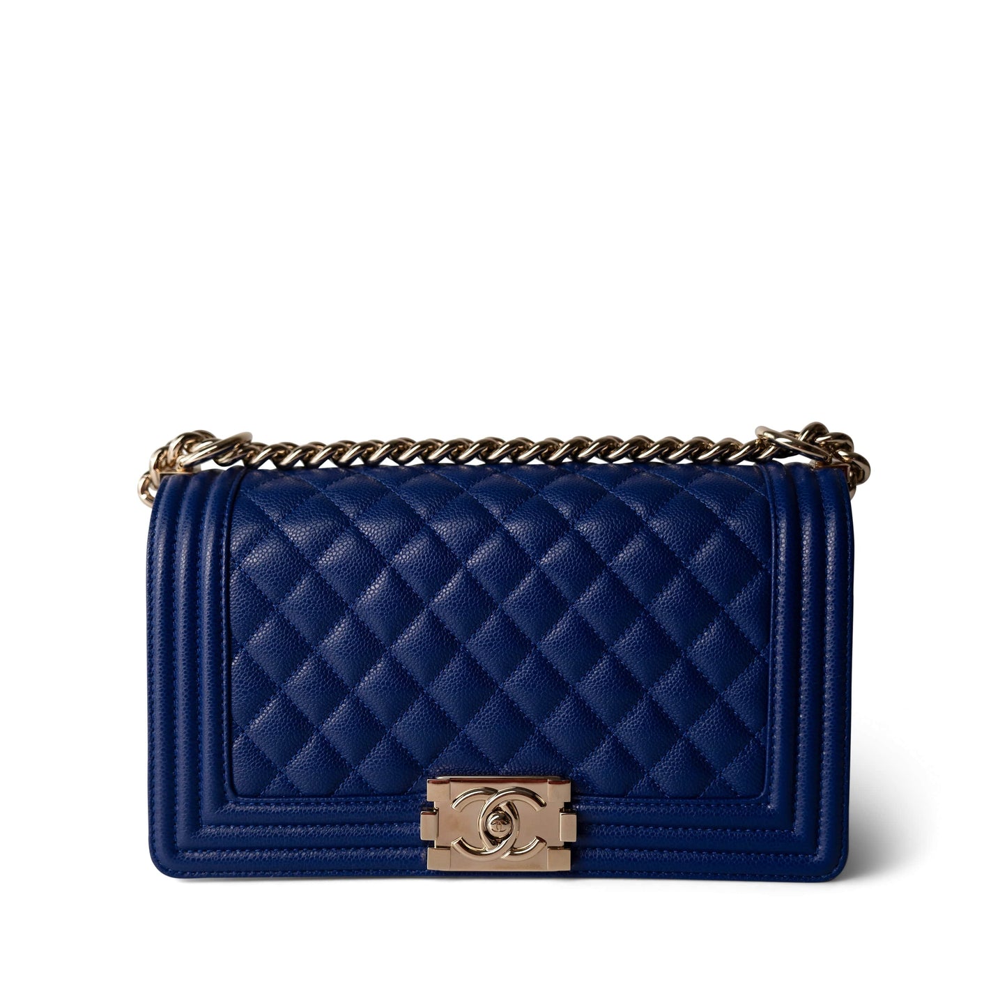 Blue Caviar Quilted Boy Bag Medium Light Gold Hardware