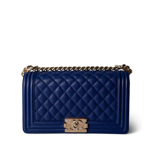 Blue Caviar Quilted Boy Bag Medium Light Gold Hardware