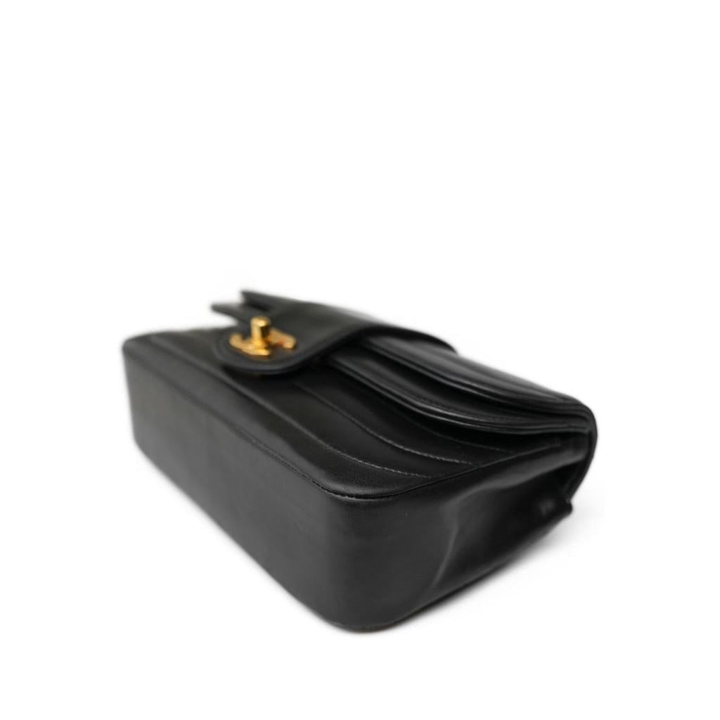 Black Horizontal Mademoiselle Multi Flap Bag GHW