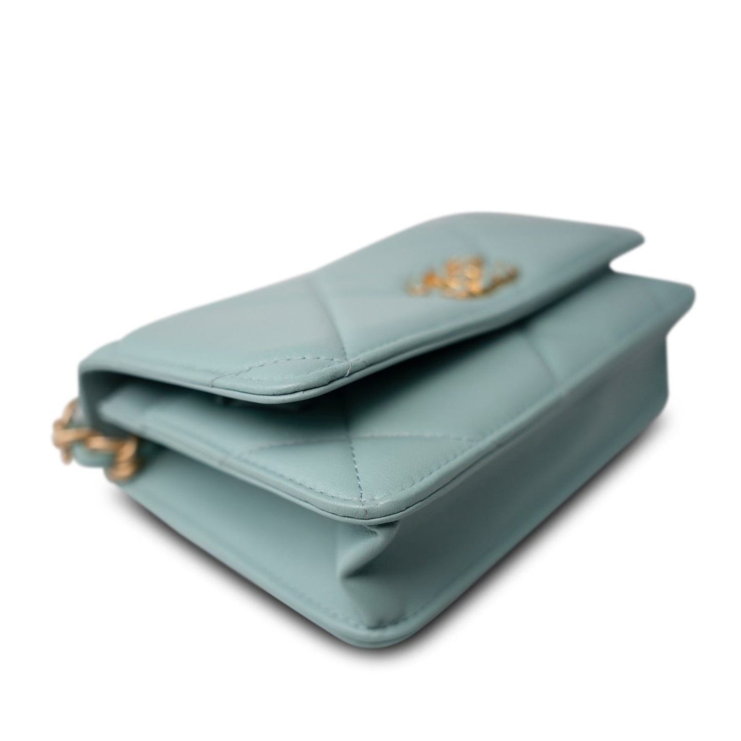 Tiffany Blue Lambskin Quilted 19 Wallet on Chain Mixed Hardware