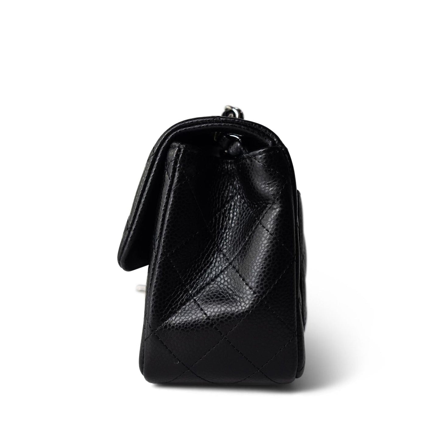 Black Caviar Quilted Mini Square Flap SHW