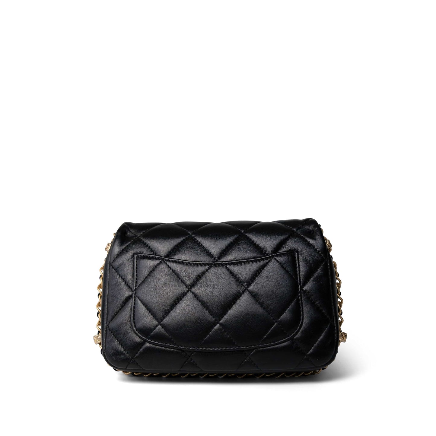 23B Black Lambskin Quilted Mini Square Chain Around Flap Aged Gold Hardware