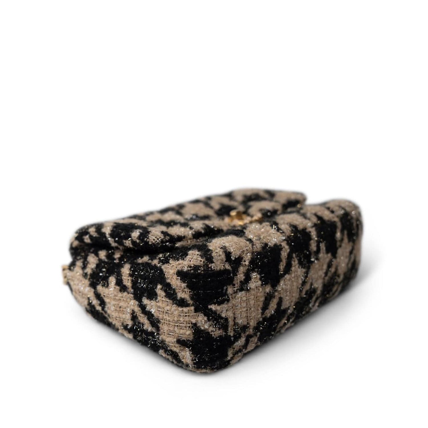 19K Beige/Black Tweed Quilted Houndstooth 19 Flap Small MHW