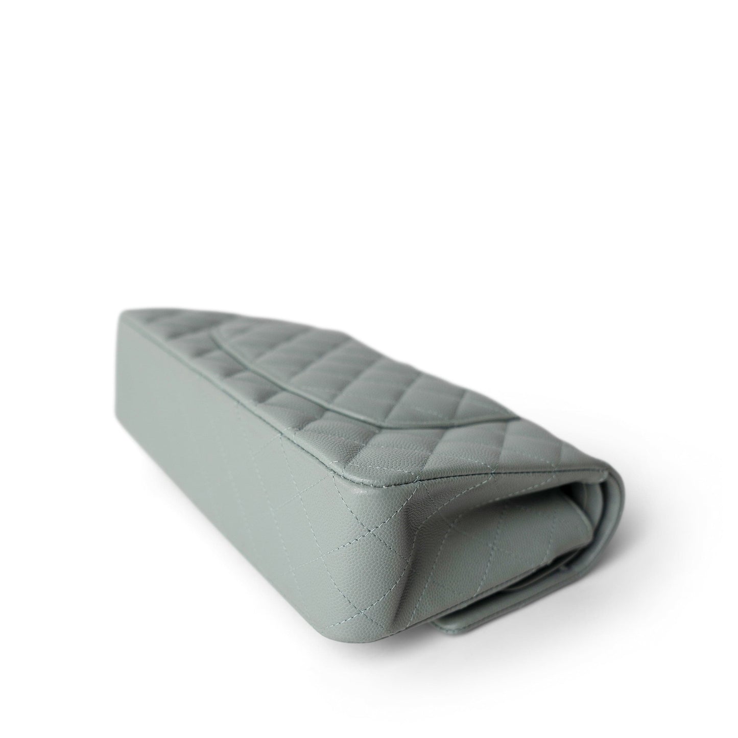 Light Green Caviar Quilted Classic Flap Medium Light Gold Hardware