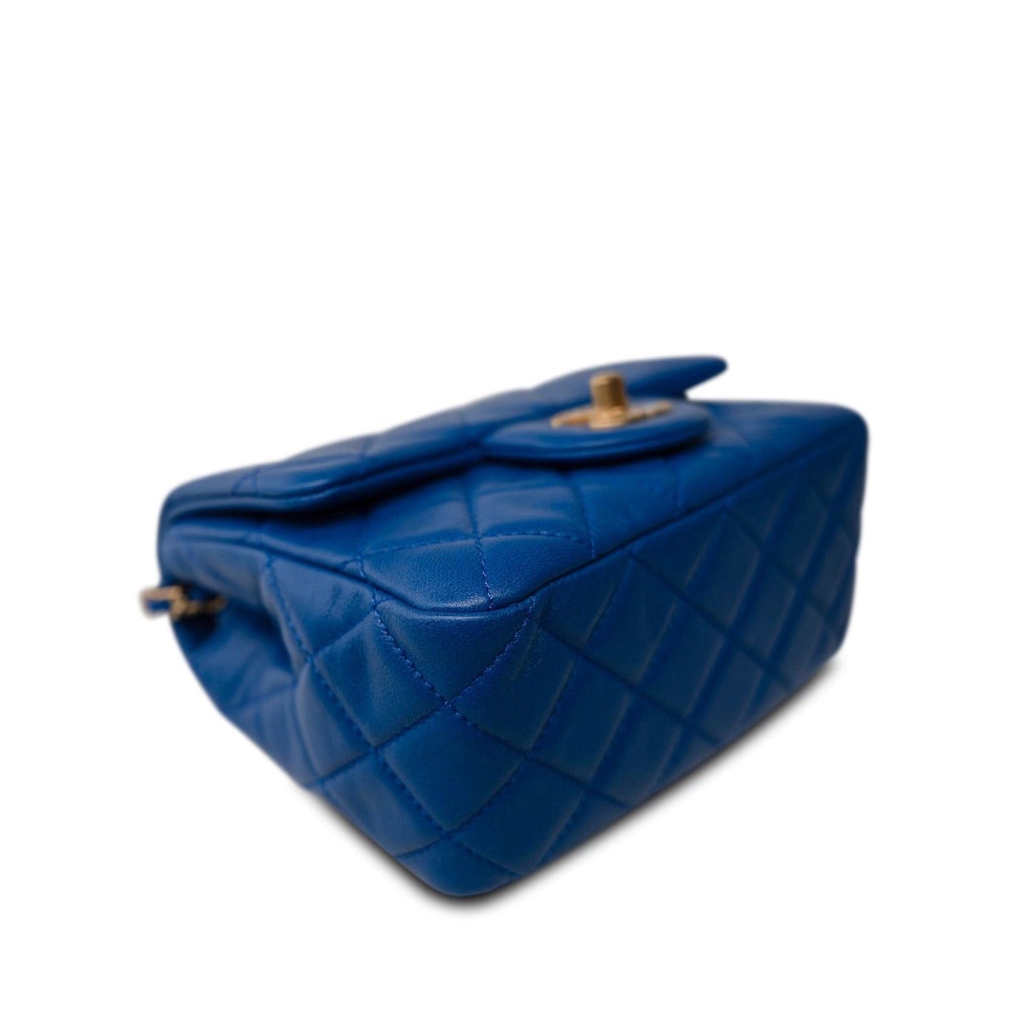 22B Blue Pearl Crush Mini Square Flap Aged Gold Hardware