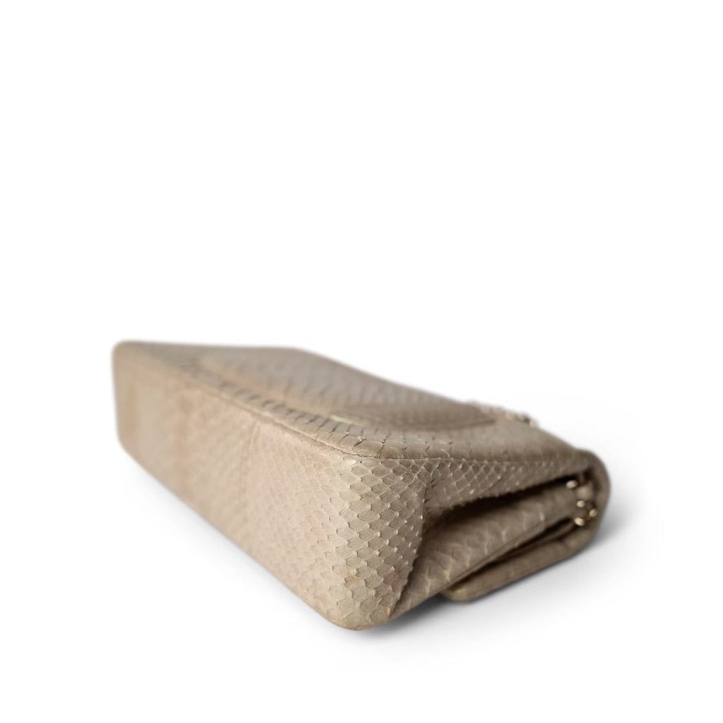 Iridescent Beige Python Classic Flap Medium LGHW