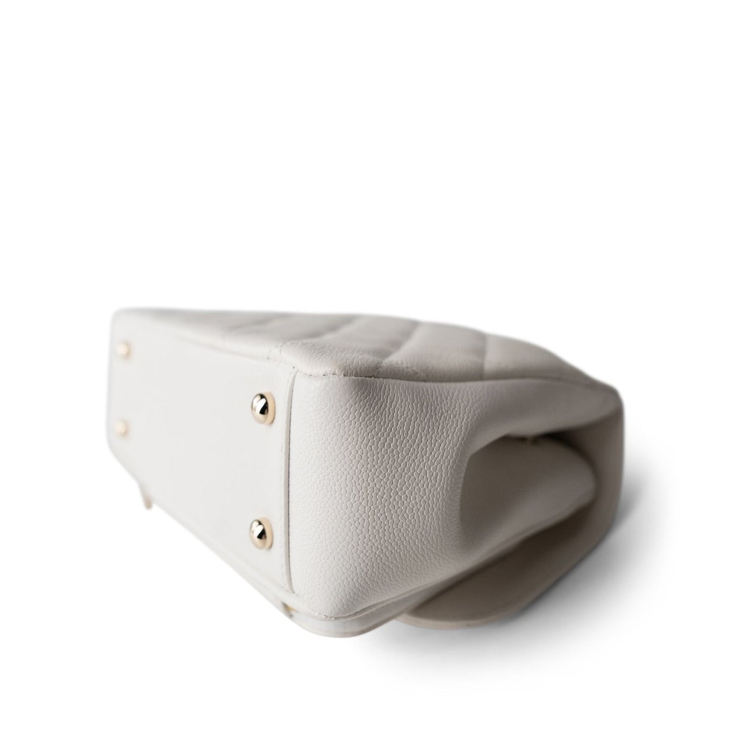 22B White Caviar Quilted Business Affinity Medium Flap Light Gold Hardware