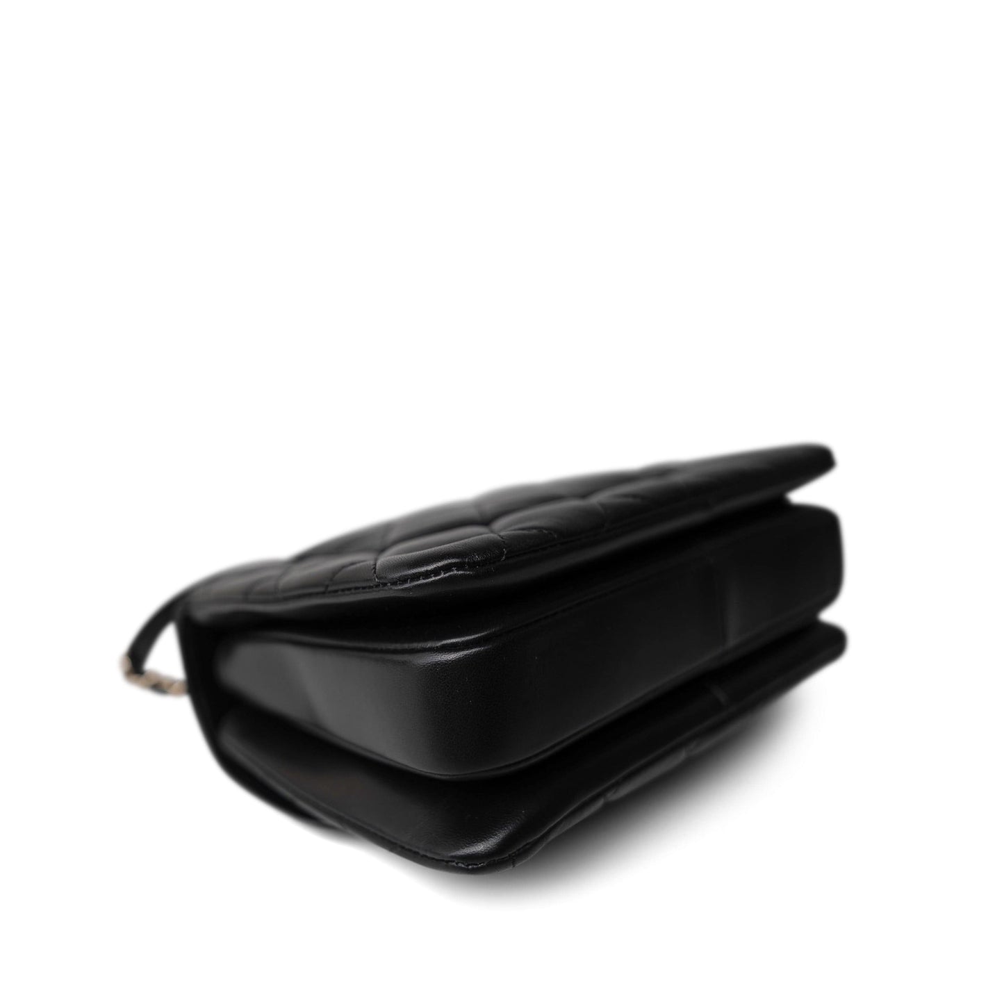 Black Lambskin Quilted Small Trendy CC LGHW