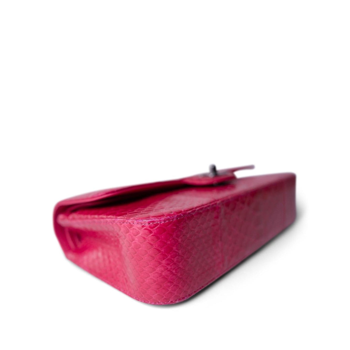 Dark Pink Python Medium Classic Double Flap