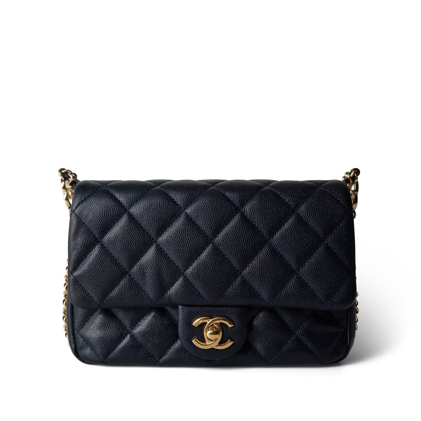 Navy Caviar Quilted CC You Flap Bag Mini GHW