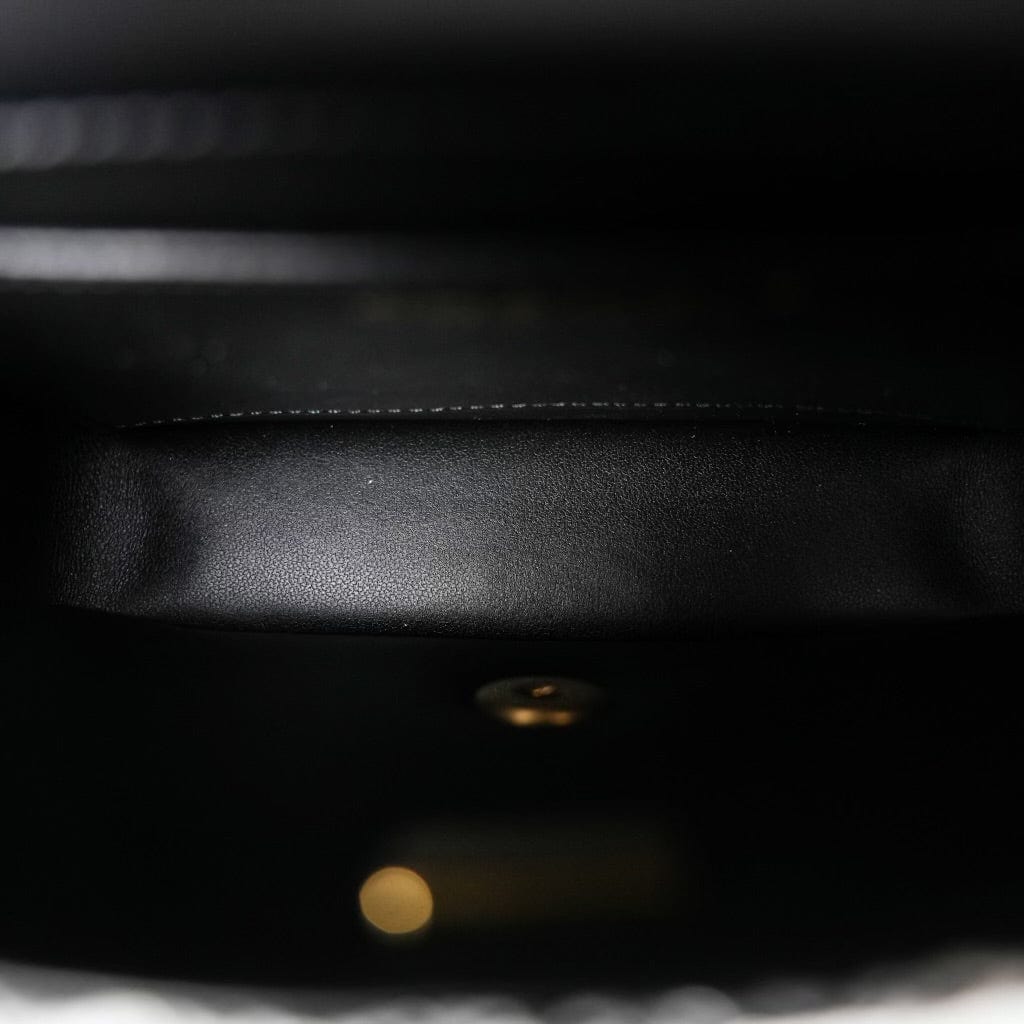 24P Black White Silver Tweed Quilted Pearl Aged Gold Hardware