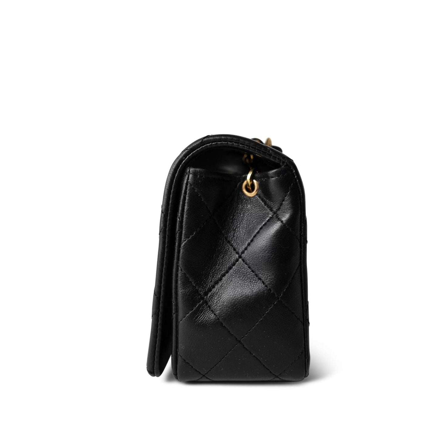 Black Lambskin Quilted CC Full Flap Bag Gold Hardware