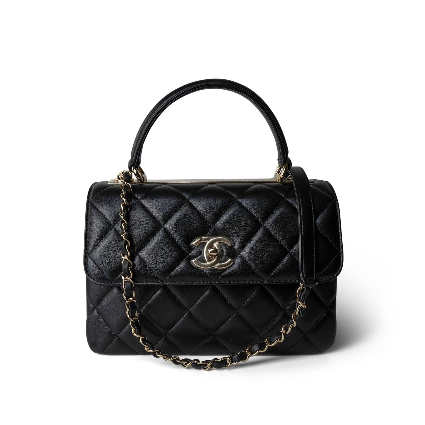 23B Black Trendy CC Lambskin Quilted Small Light Gold Hardware