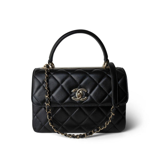 23B Black Trendy CC Lambskin Quilted Small Light Gold Hardware