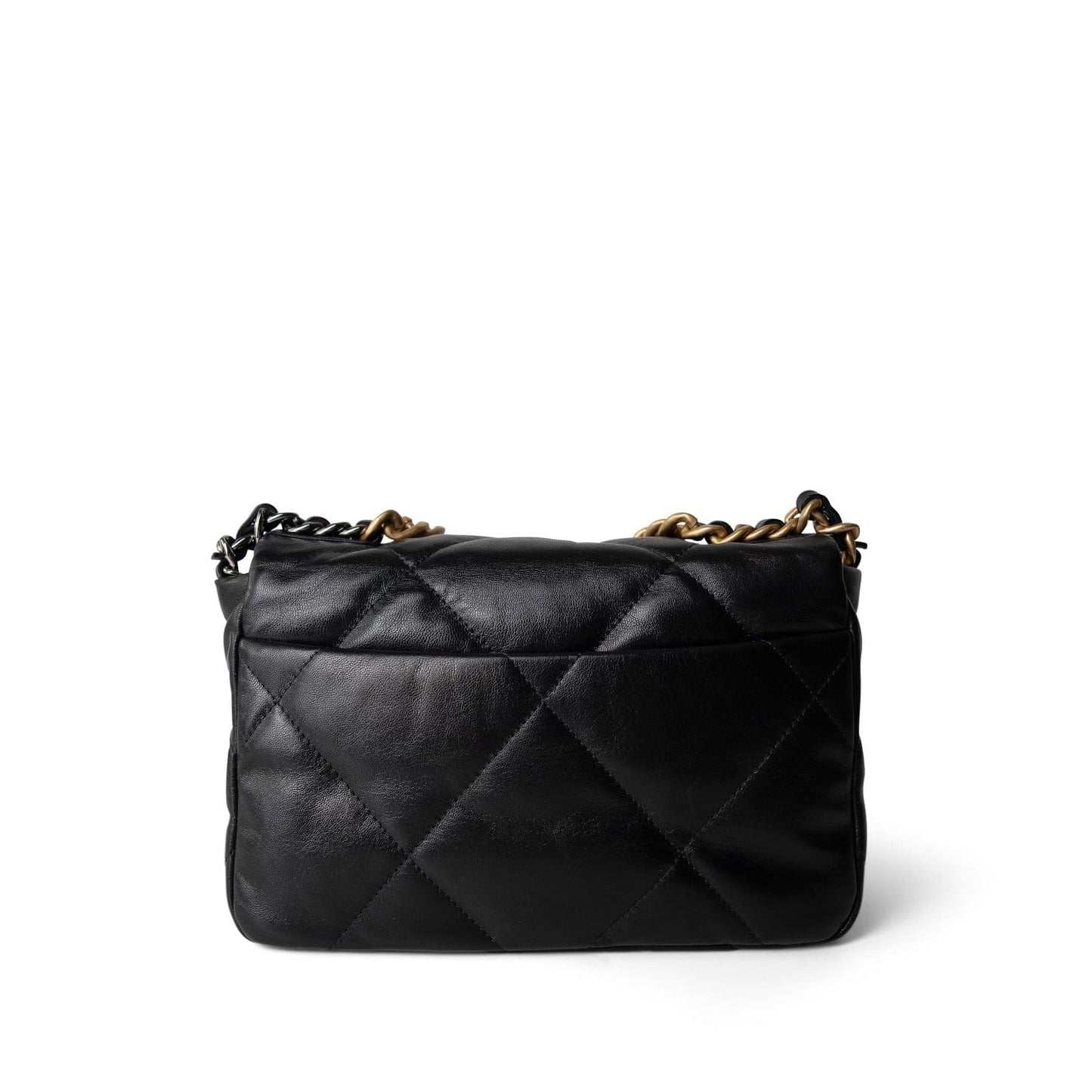 Black Goatskin Quilted 19 Flap Small MHW