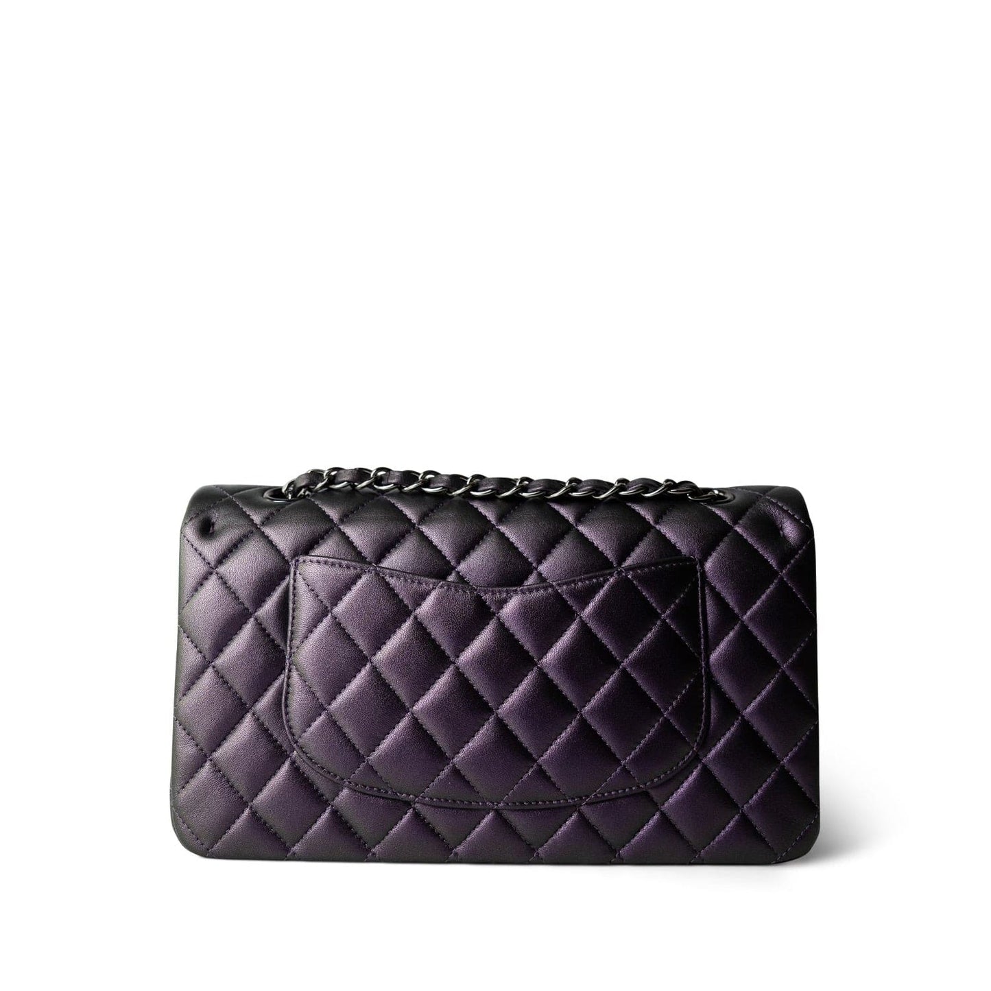 17S Purple Iridescent Lambskin Quilted Classic Flap Medium