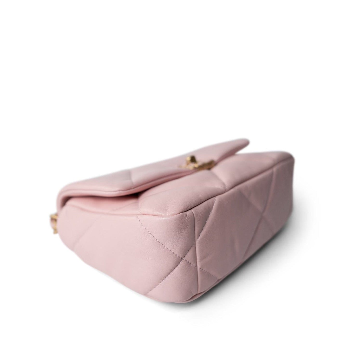 Rose Clair Lambskin Quilted 19 Flap Small Mixed Hardware