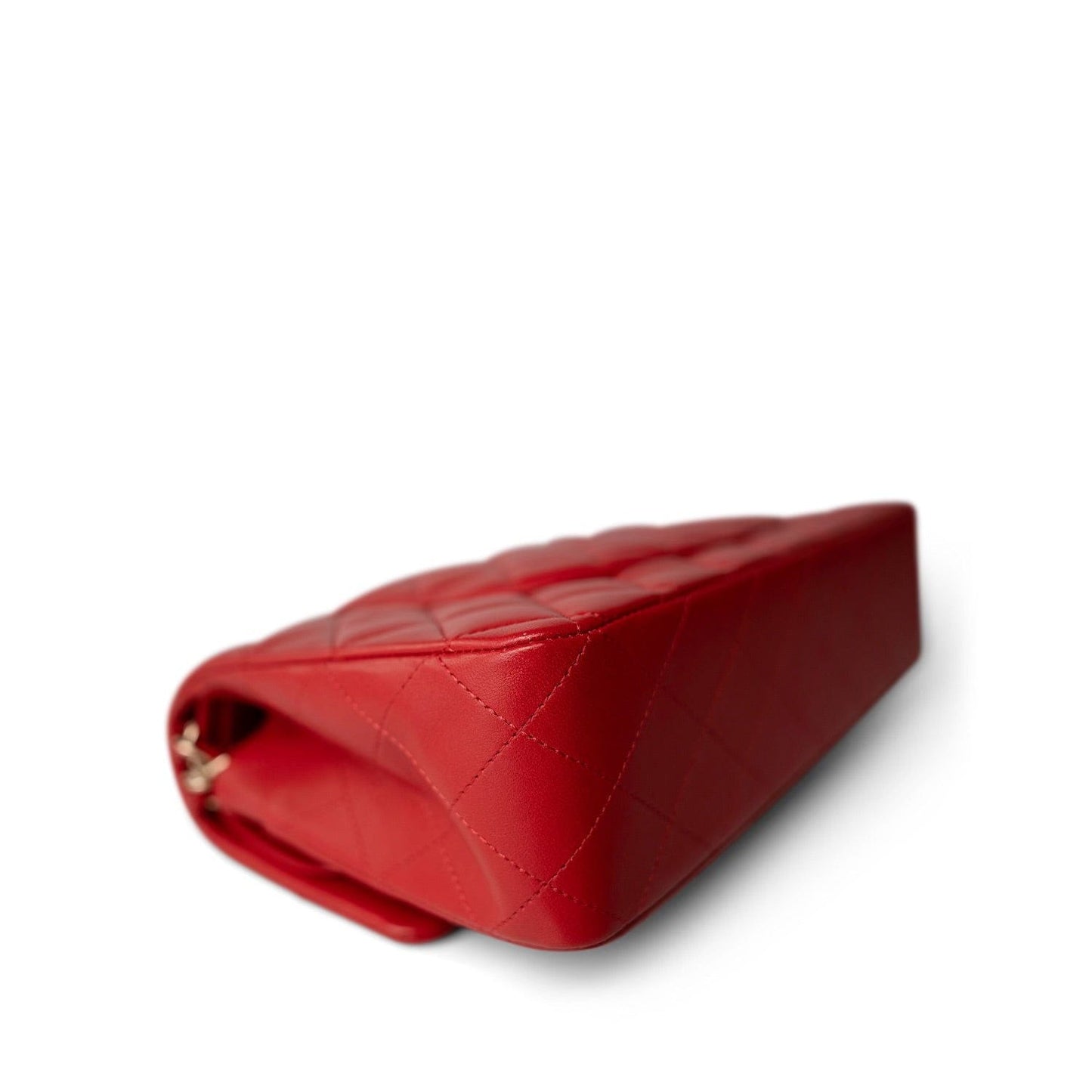 20S Red Lambskin Quilted Classic Flap Medium LGHW