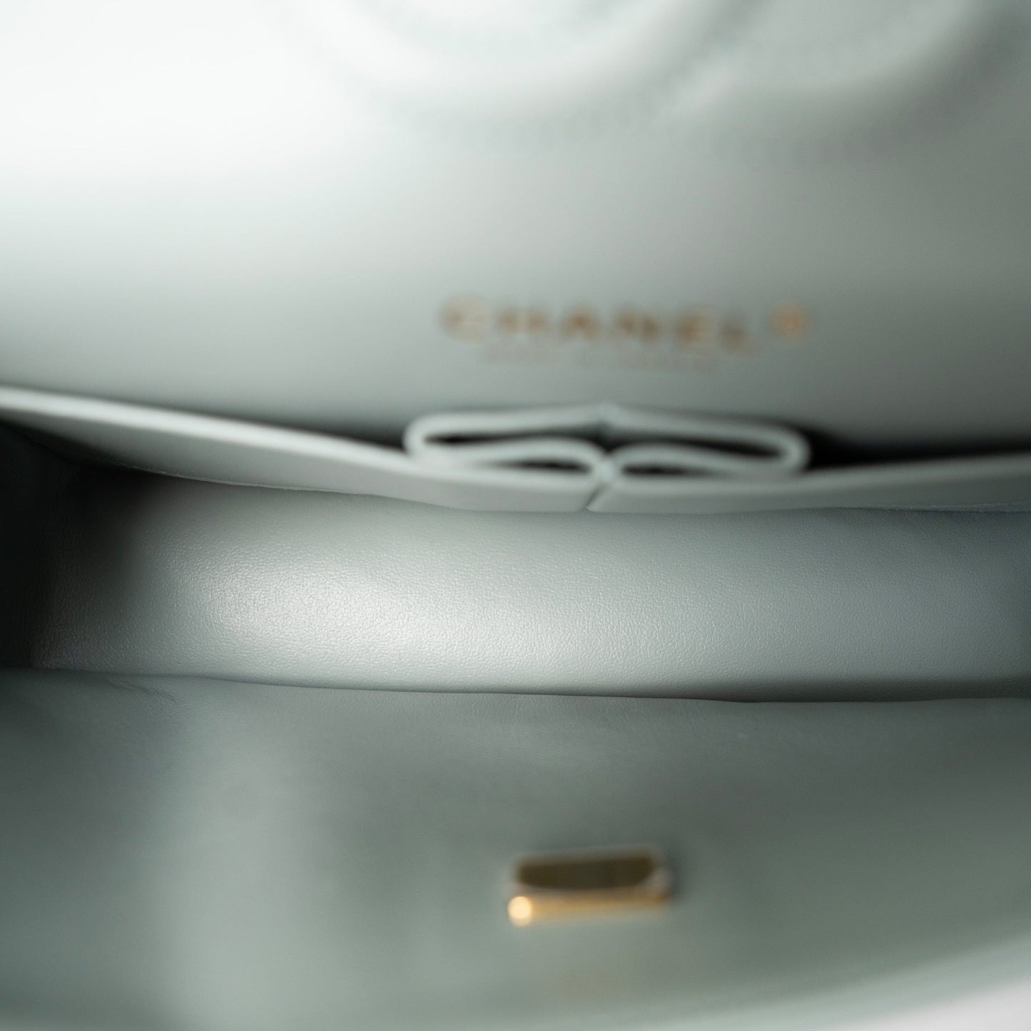 Light Green Caviar Quilted Classic Flap Medium Light Gold Hardware