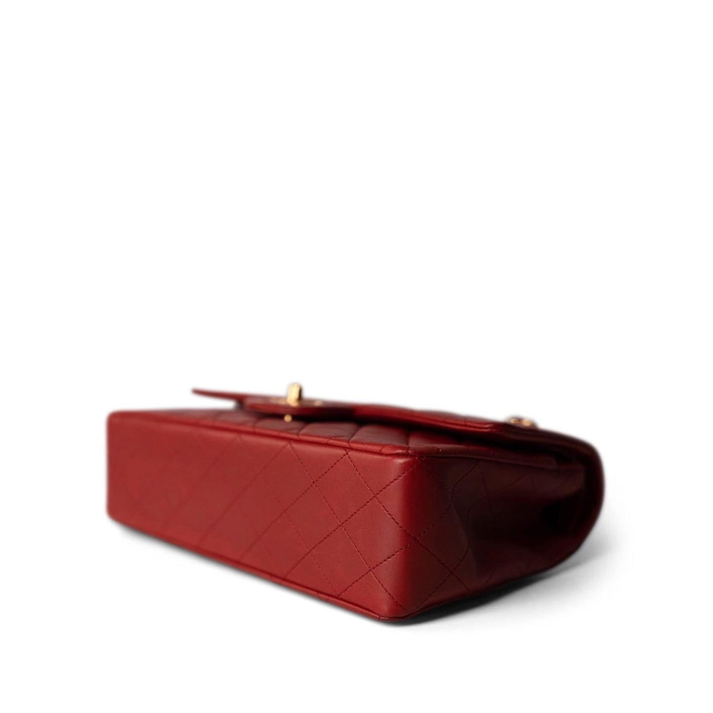 Vintage Red Lambskin Quilted Medium Classic Flap Gold Hardware