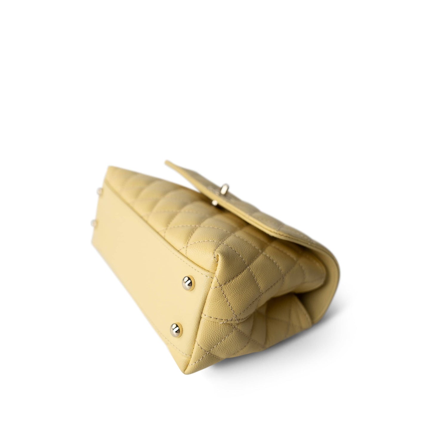 22P Light Yellow Caviar Quilted Coco Handle Small (Old Mini) Light Gold Hardware