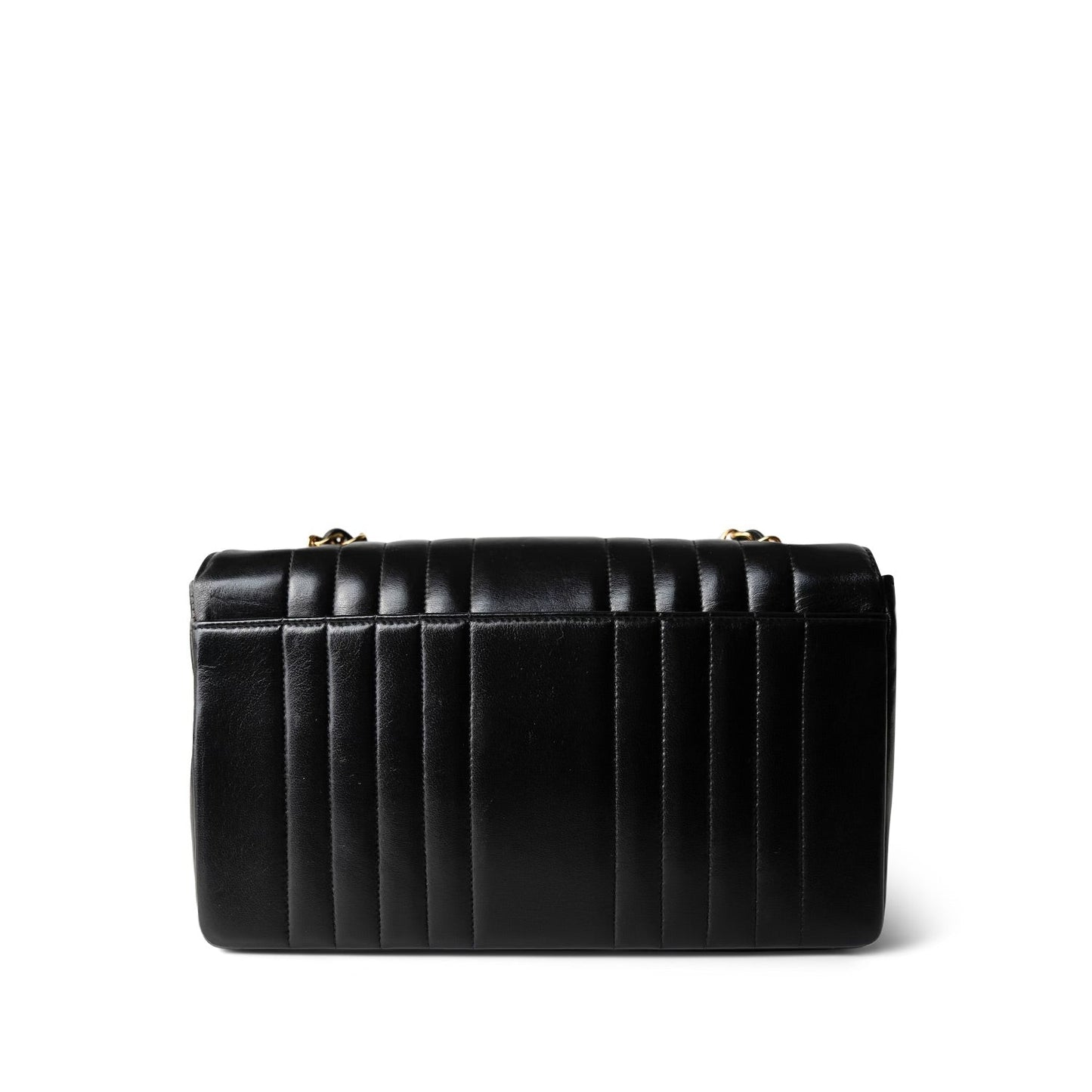 Black Vintage Lambskin Vertical Flap Bag GHW