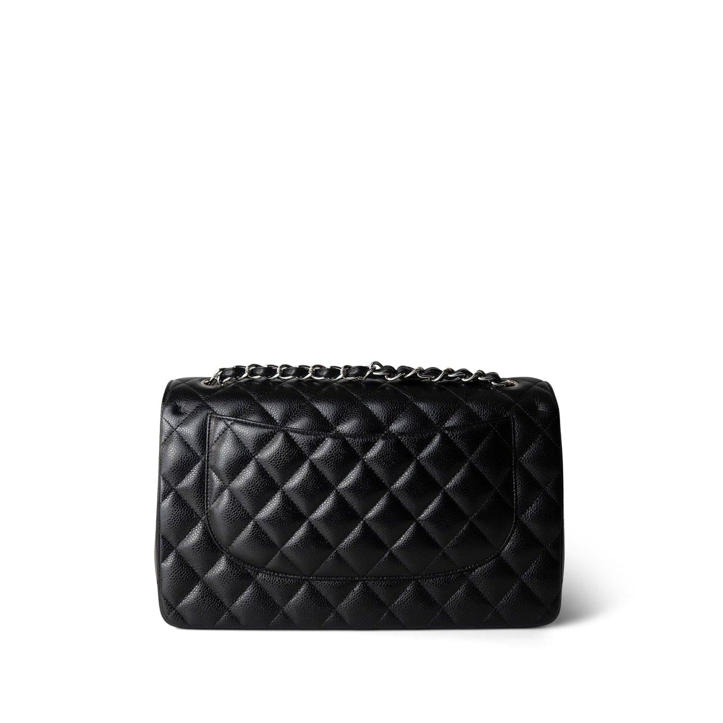 18B Black Caviar Quilted Jumbo Classic Flap SHW
