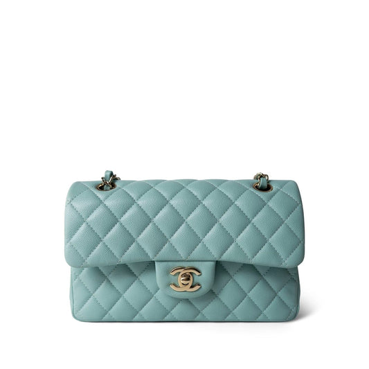 20C Tiffany Blue Small Classic Flap Light Gold Hardware