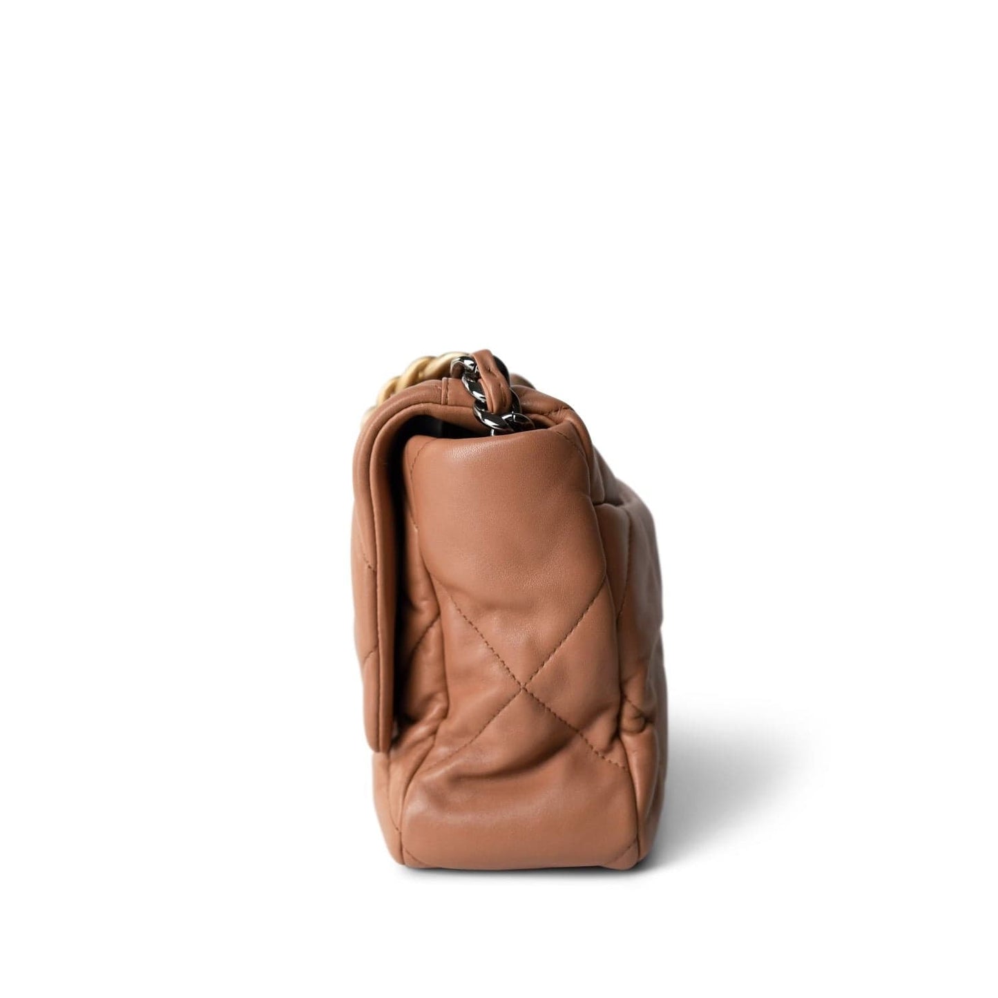 22S Caramel Quilted Large 19 Flap Mixed Hardware