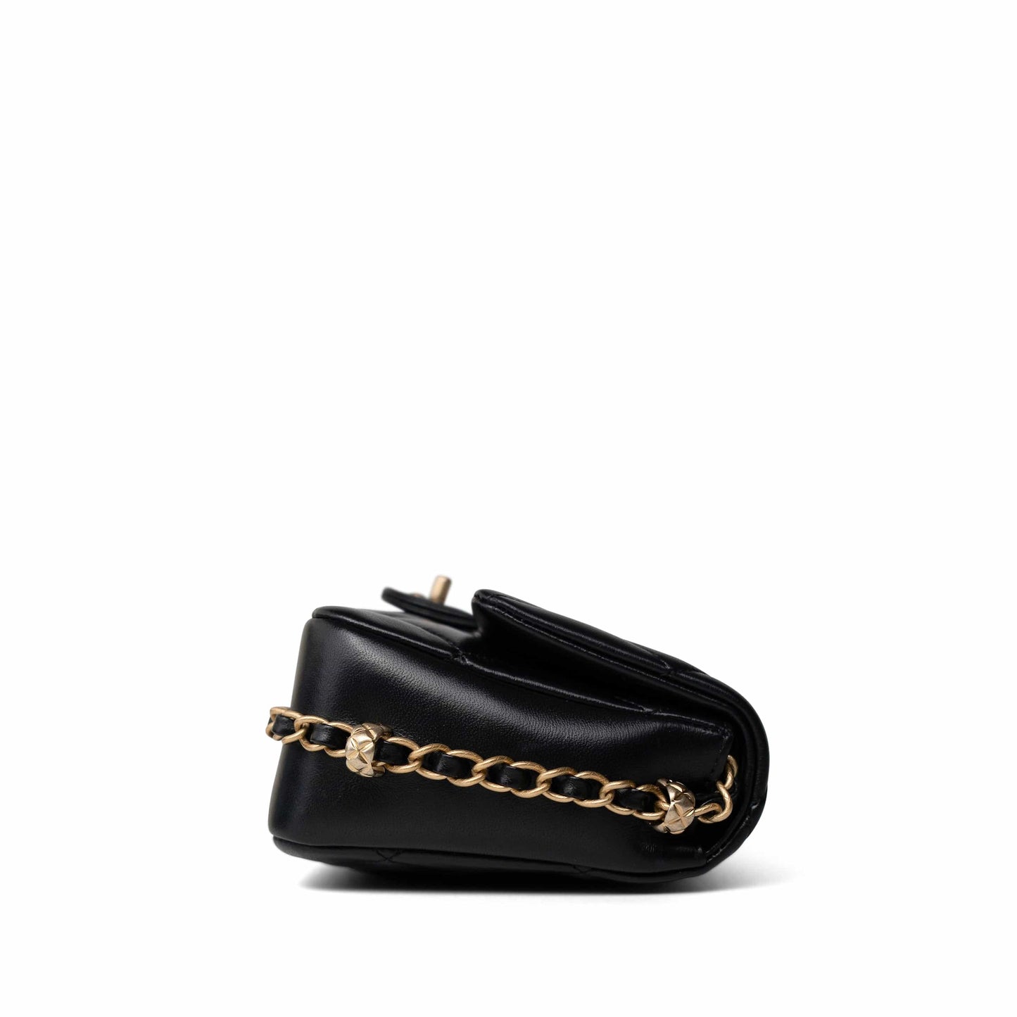 23B Black Lambskin Quilted Mini Square Chain Around Flap Aged Gold Hardware