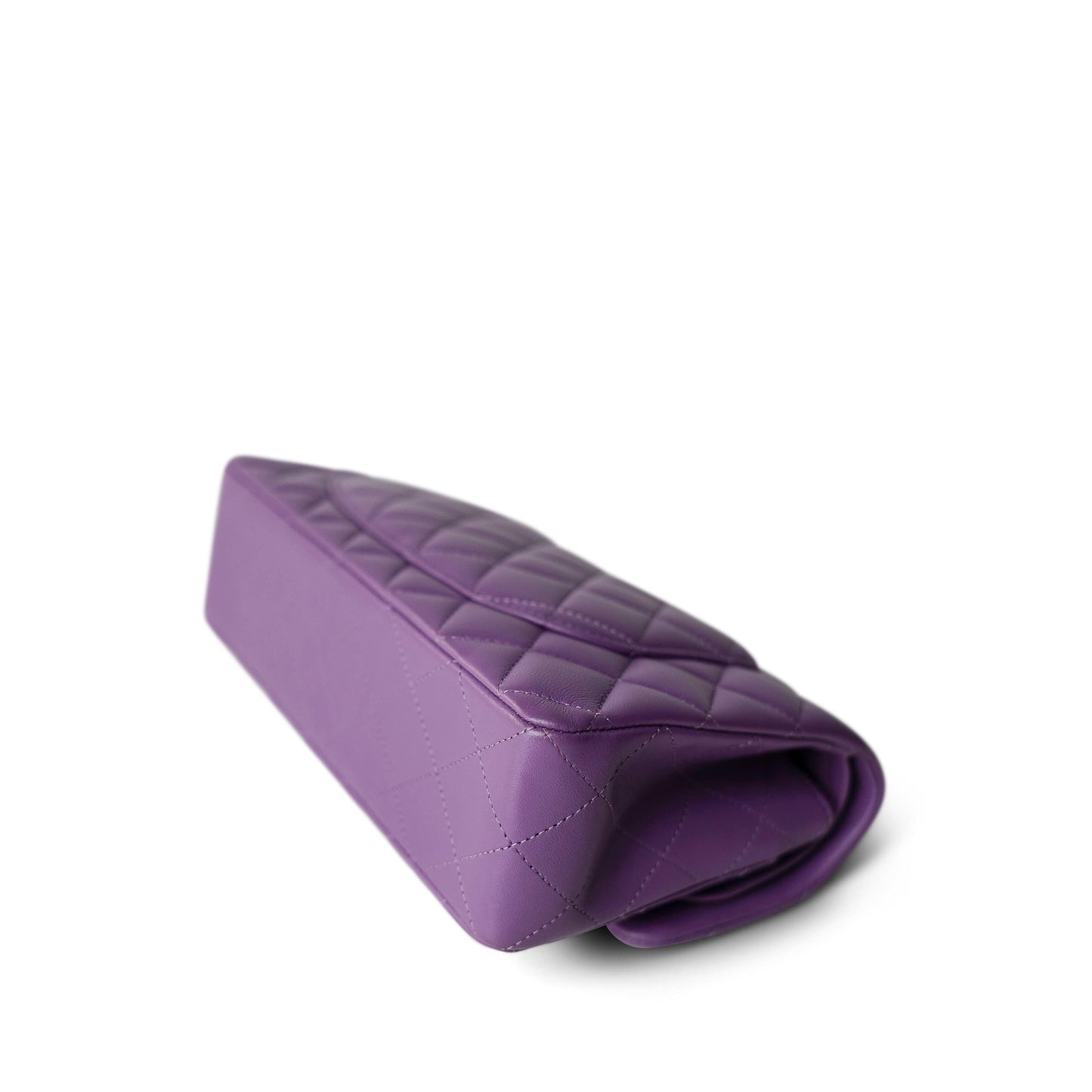 22P Purple Lambskin Quilted Classic Flap Small LGHW