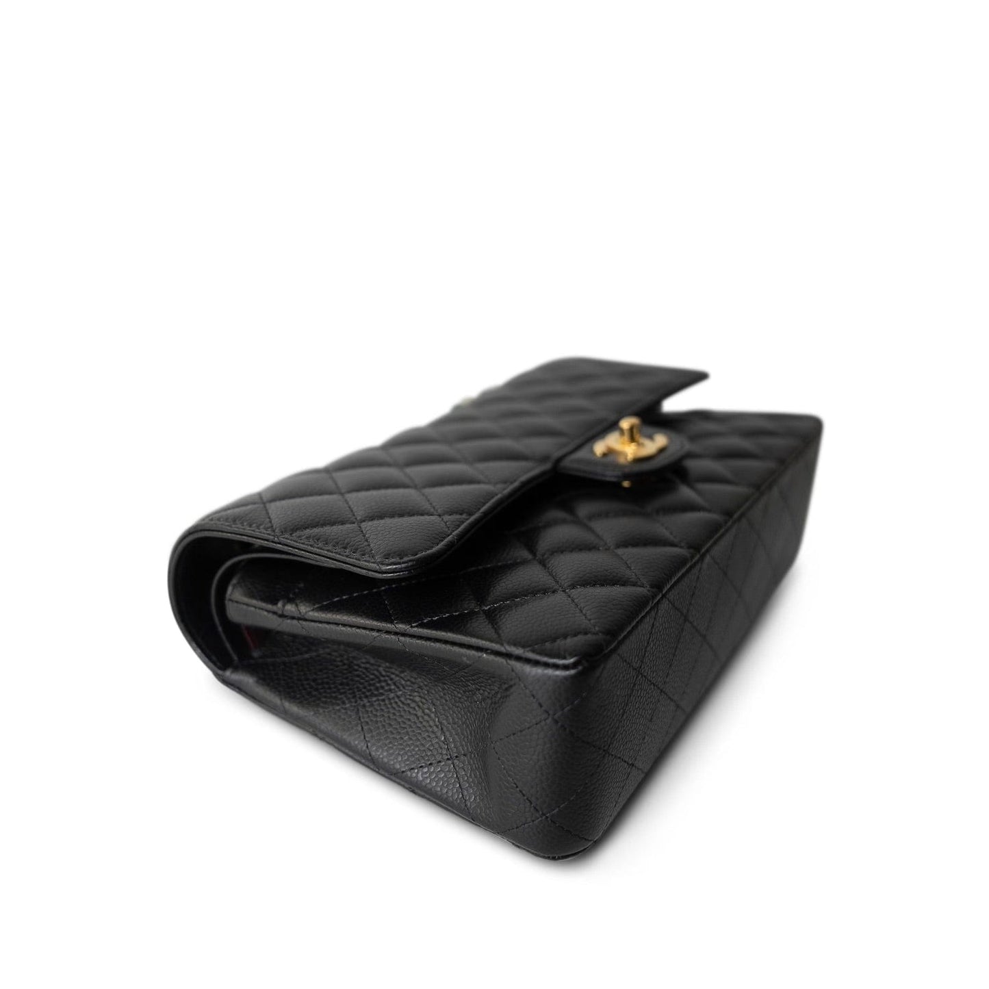 Black Caviar Quilted Medium Classic Flap Gold Hardware