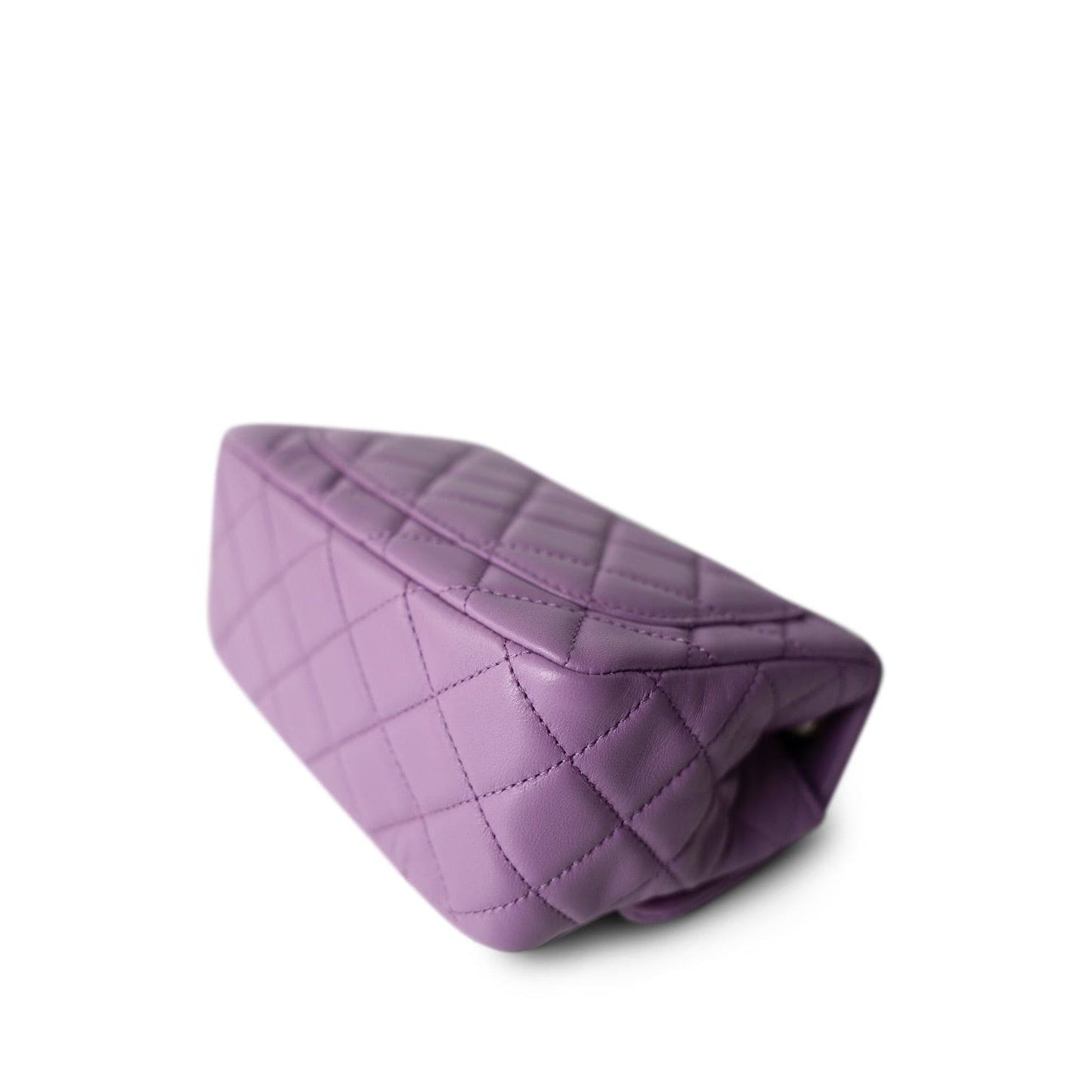 22S Purple Lambskin Quilted Pearl Crush Mini Square Aged Gold Hardware