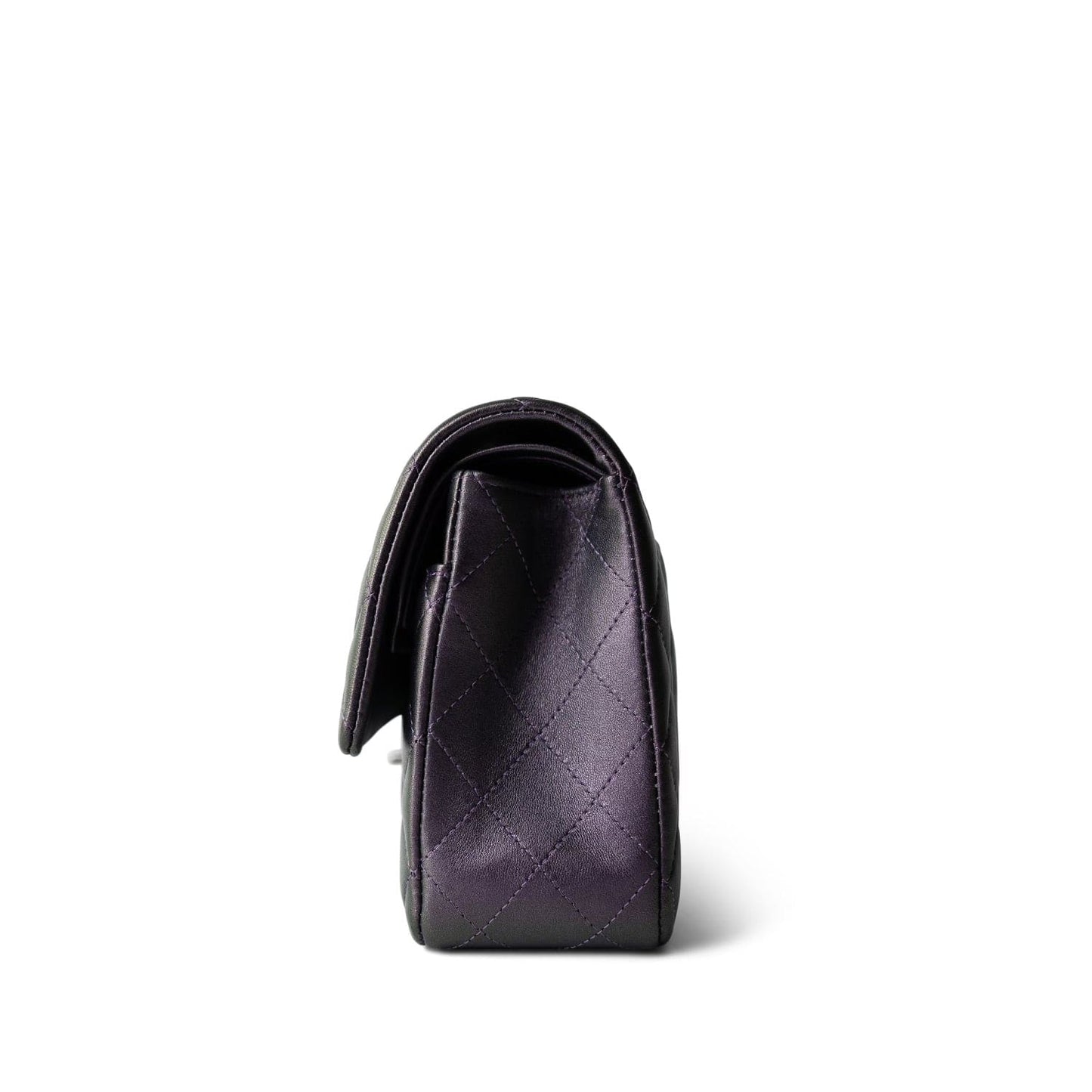 17S Purple Iridescent Lambskin Quilted Classic Flap Medium
