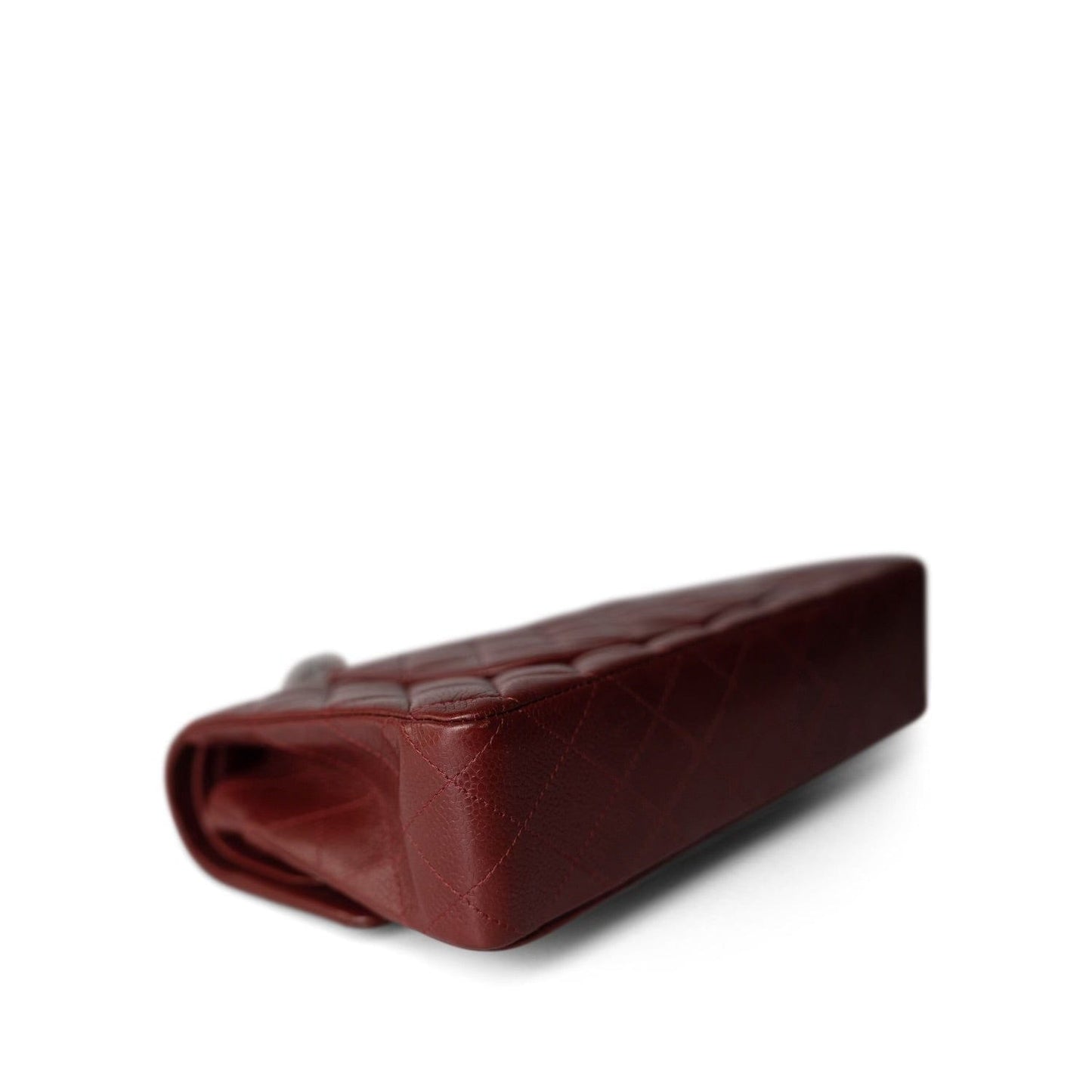 Burgundy Caviar Quilted Classic Flap Medium SHW