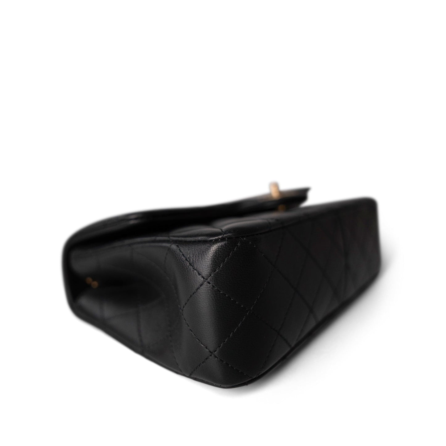 Sweet Camelia Single Flap Black Lambskin Quilted Aged GHW