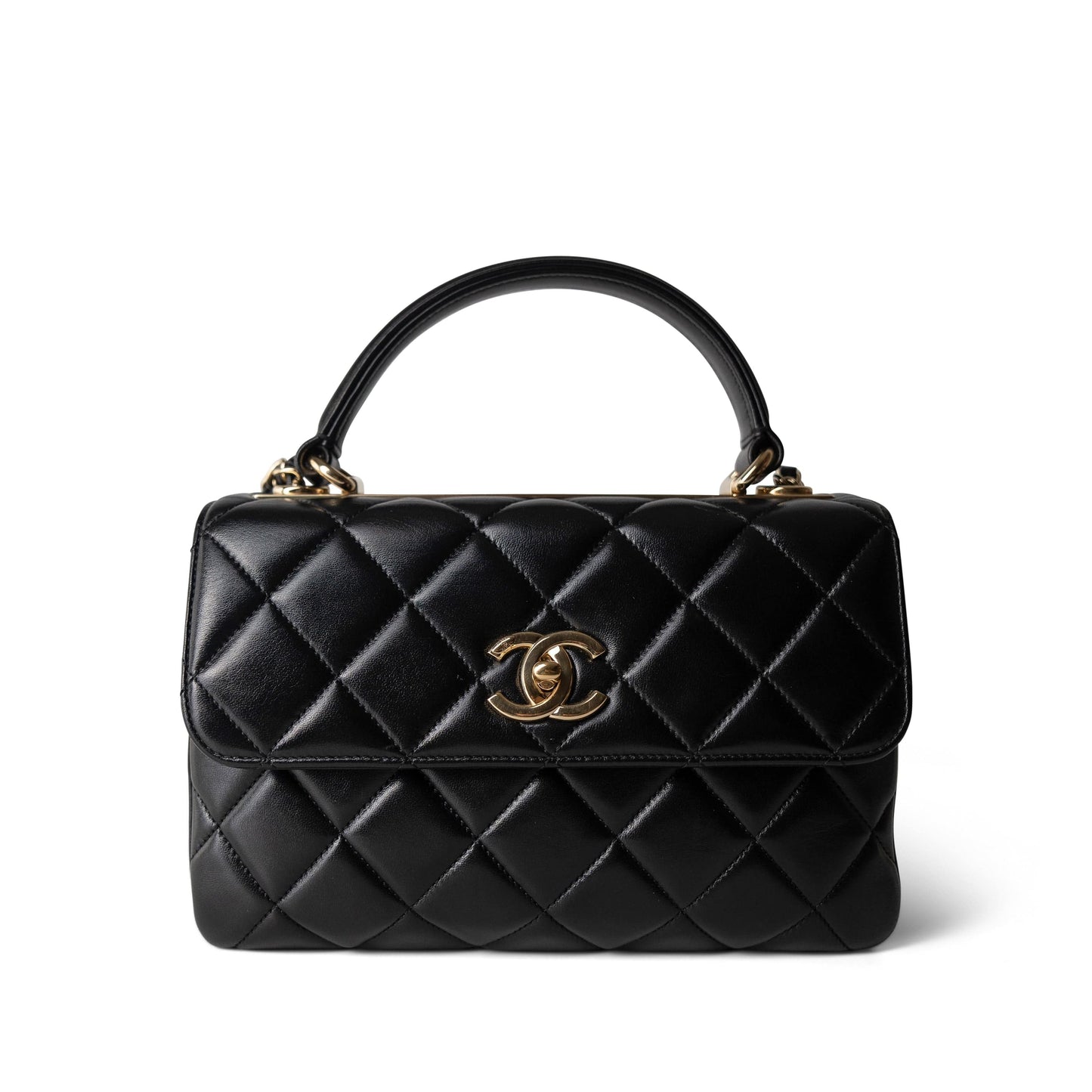 Black Lambskin Quilted Small Trendy CC