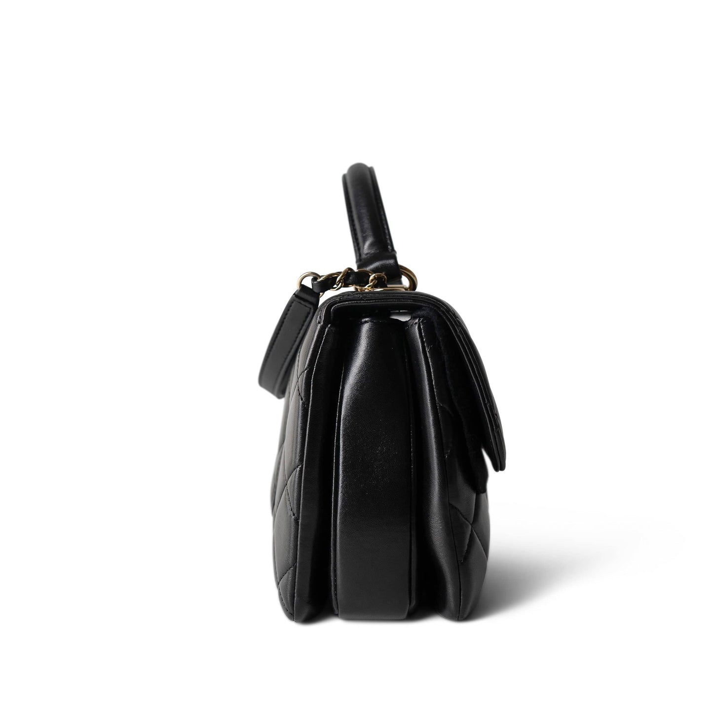 Black Lambskin Quilted Small Trendy CC